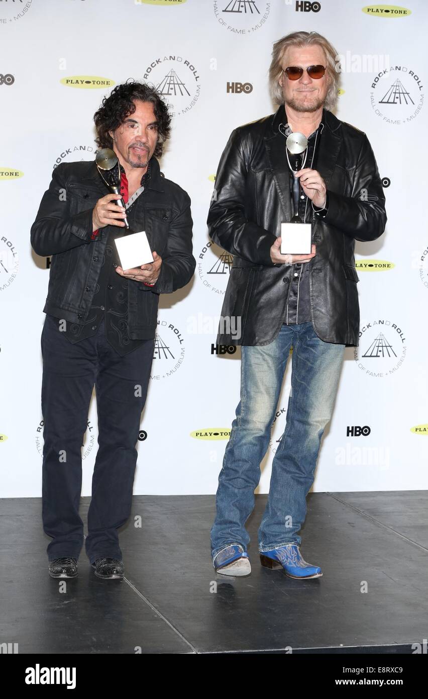 the 29th Annual Rock And Roll Hall Of Fame Induction Ceremony at Barclays Center of Brooklyn on April 10, 2014 in New York City.  Featuring: John Oates,Daryl Hall Where: New York, New York, United States When: 11 Apr 2014 Stock Photo