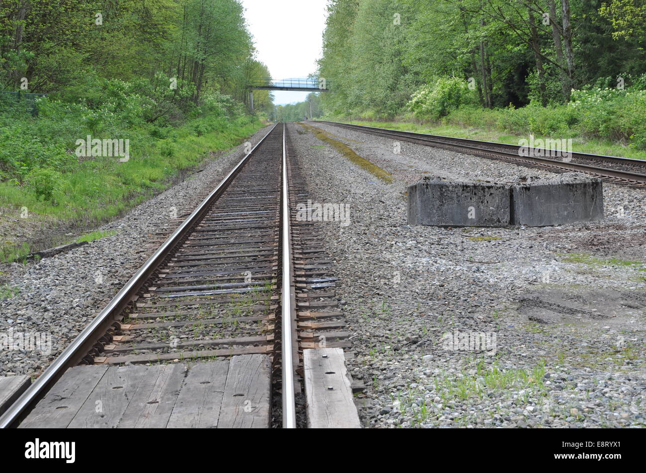 Macro railroad track Stock Photo