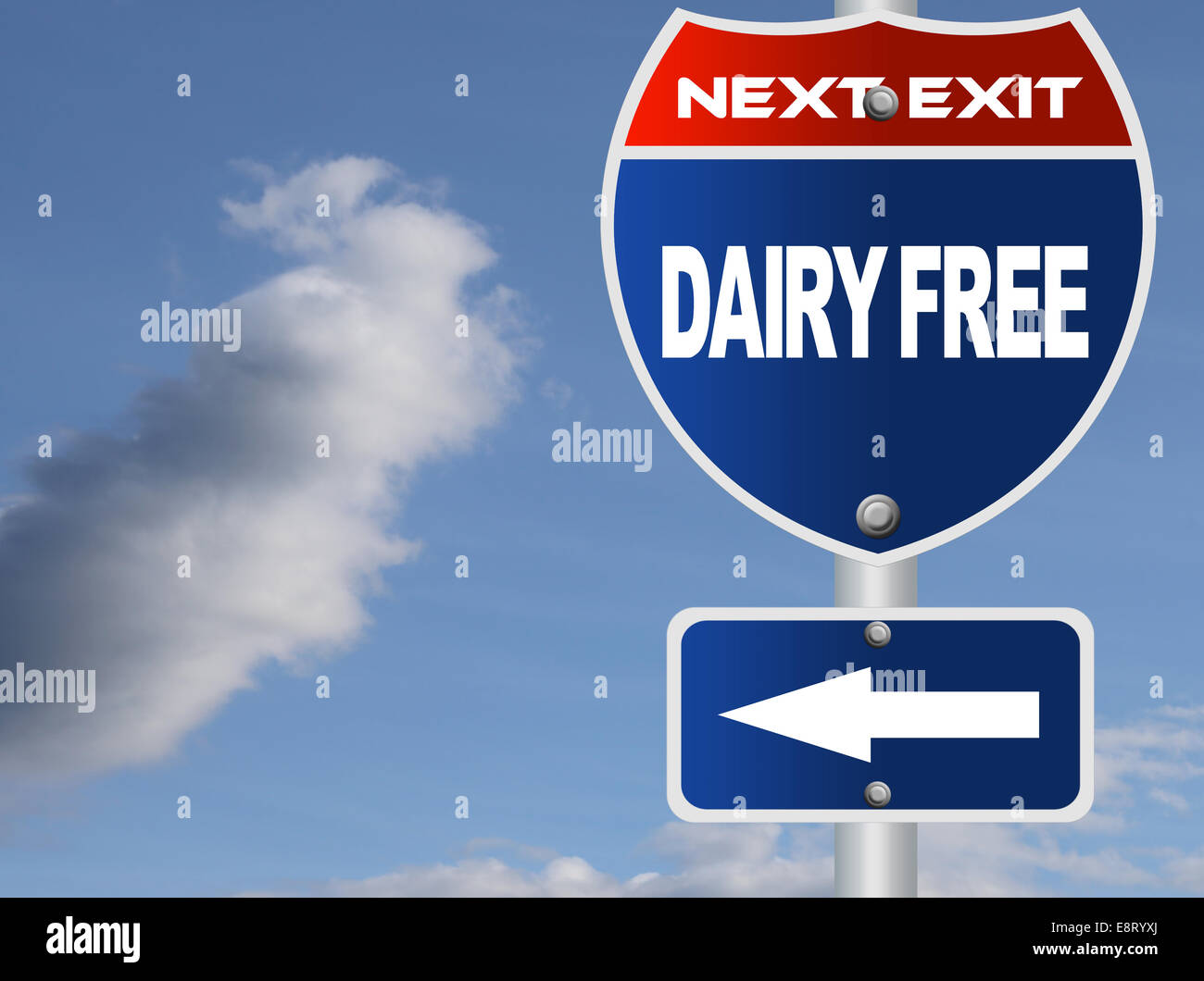 Dairy free road sign Stock Photo