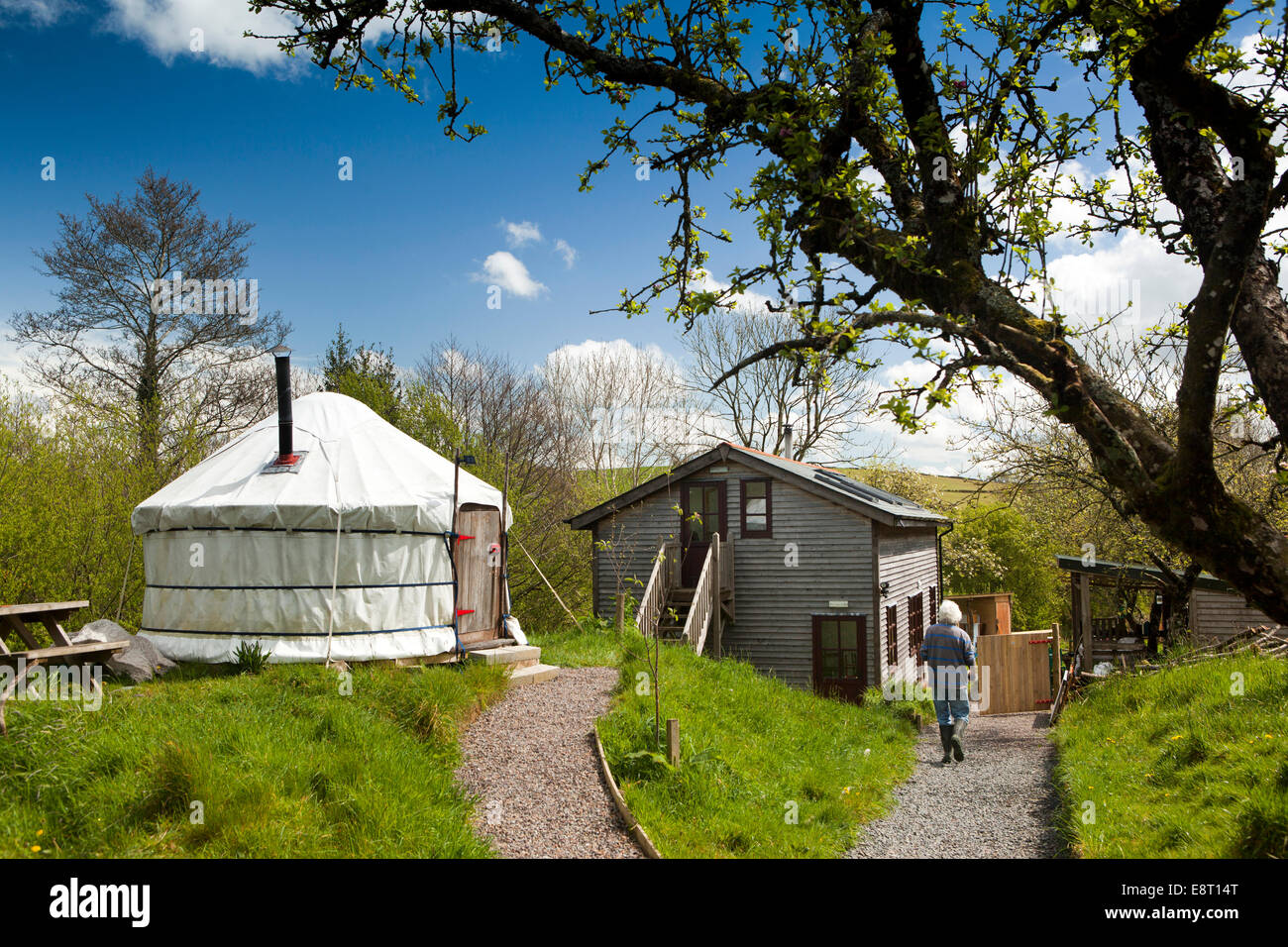 UK, England, Devon, East Yarde, Yarde Orchard yurt and bunkhouse Stock Photo