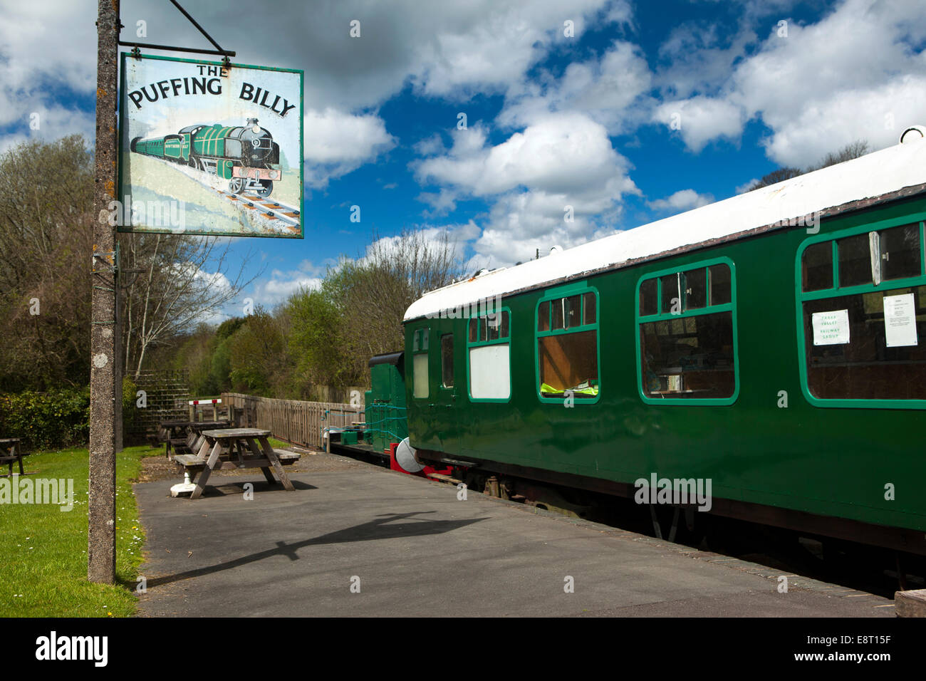 UK, England, Devon, Great Torrington, puffing billy pub on former railway station platform Stock Photo