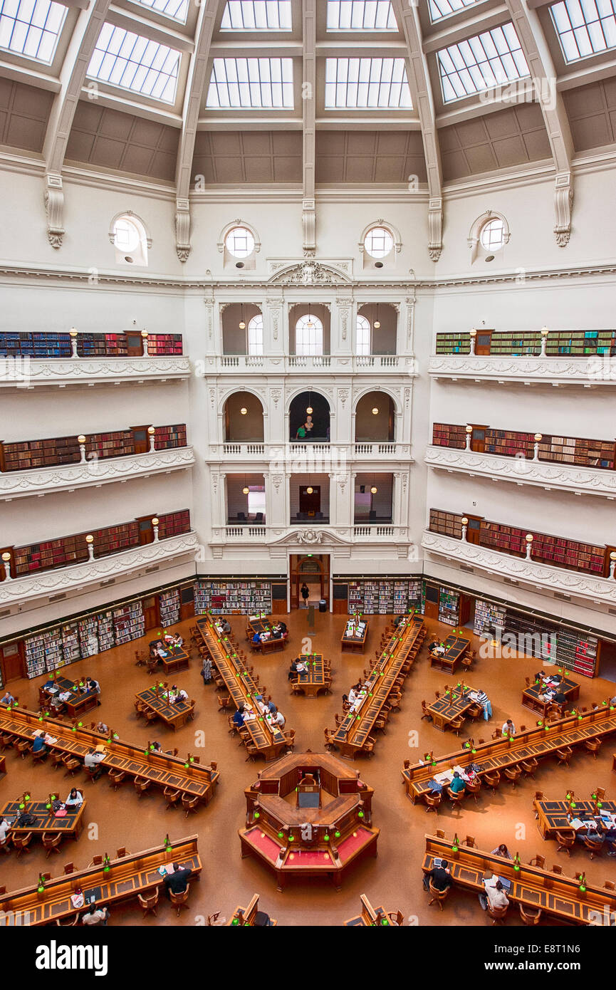 The magnificent La Trobe Reading Room in the State Library of Victoria, Melbourne Australia. Stock Photo