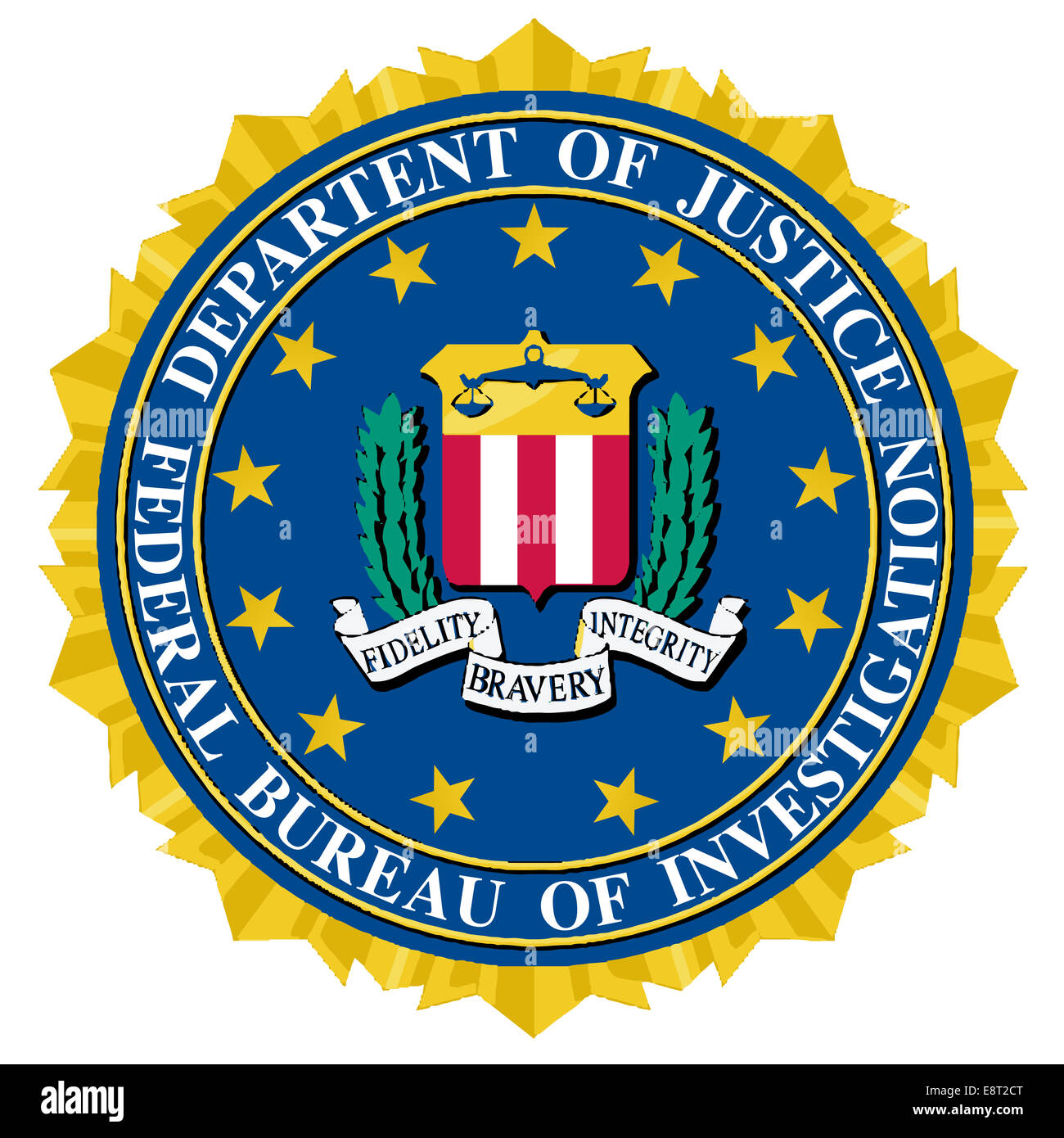 The seal of the Federal Bureau of Information over a white background Stock Photo