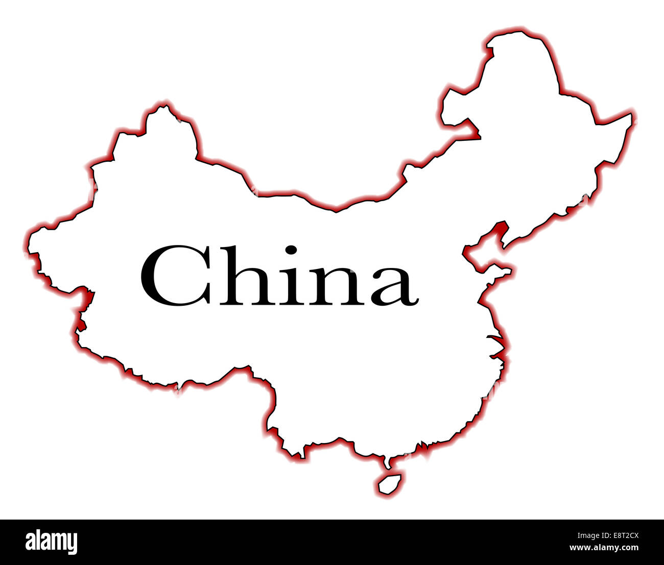 Outline map of China over a white background Stock Photo