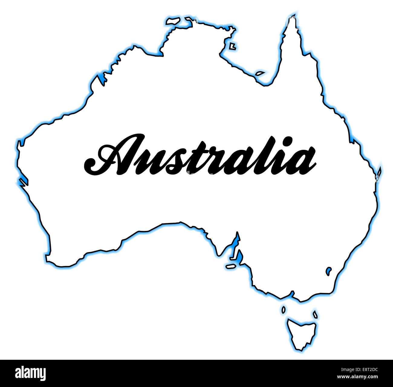 Outline map of Australia over a white background Stock Photo