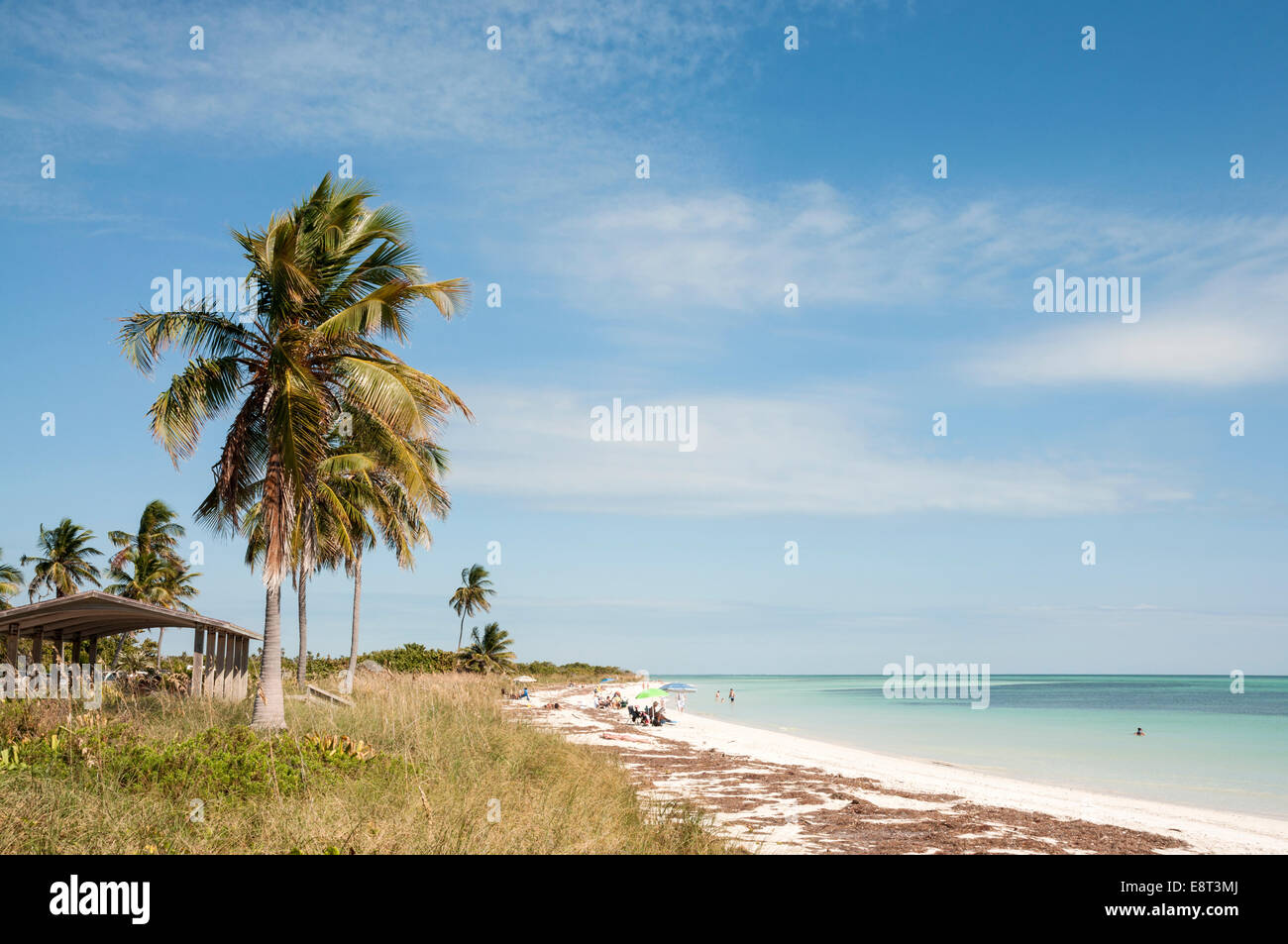 People relaxing on the Bahia Honda beach in Florida Keys Stock Photo