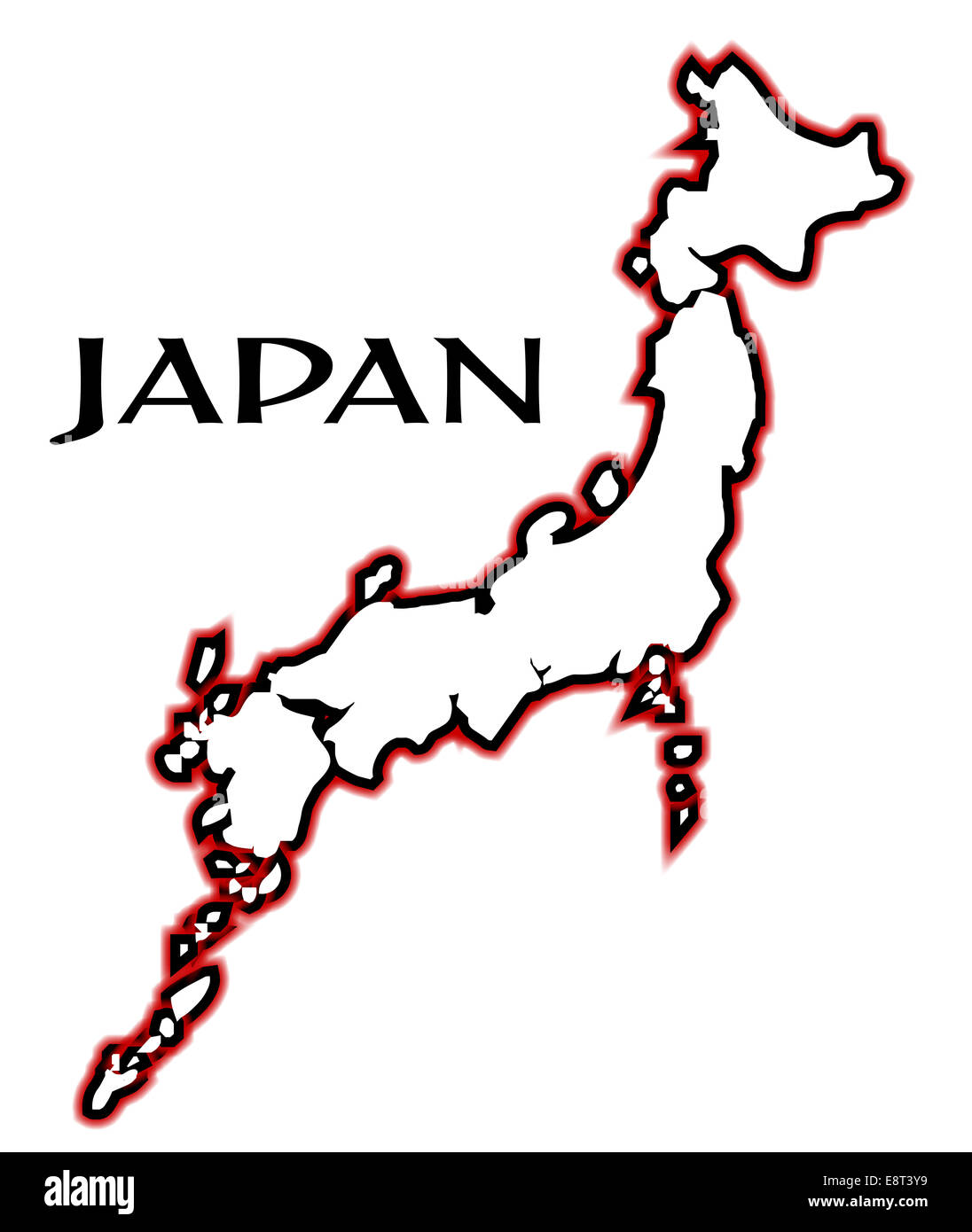 Outline map of Japan isolated over a white background Stock Photo