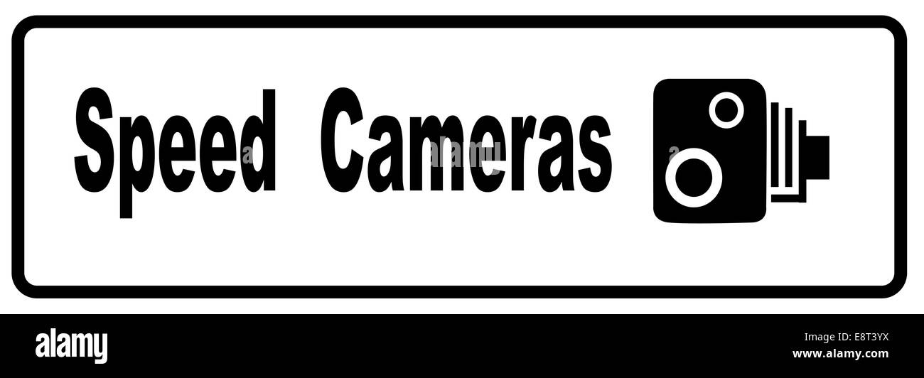 A traditional speeding camera warning sign Stock Photo Alamy