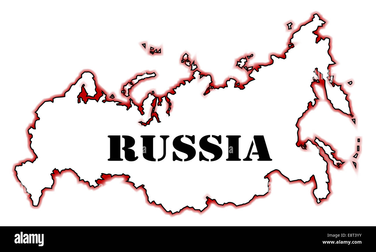 Outline map of Russia isolated over a white background Stock Photo