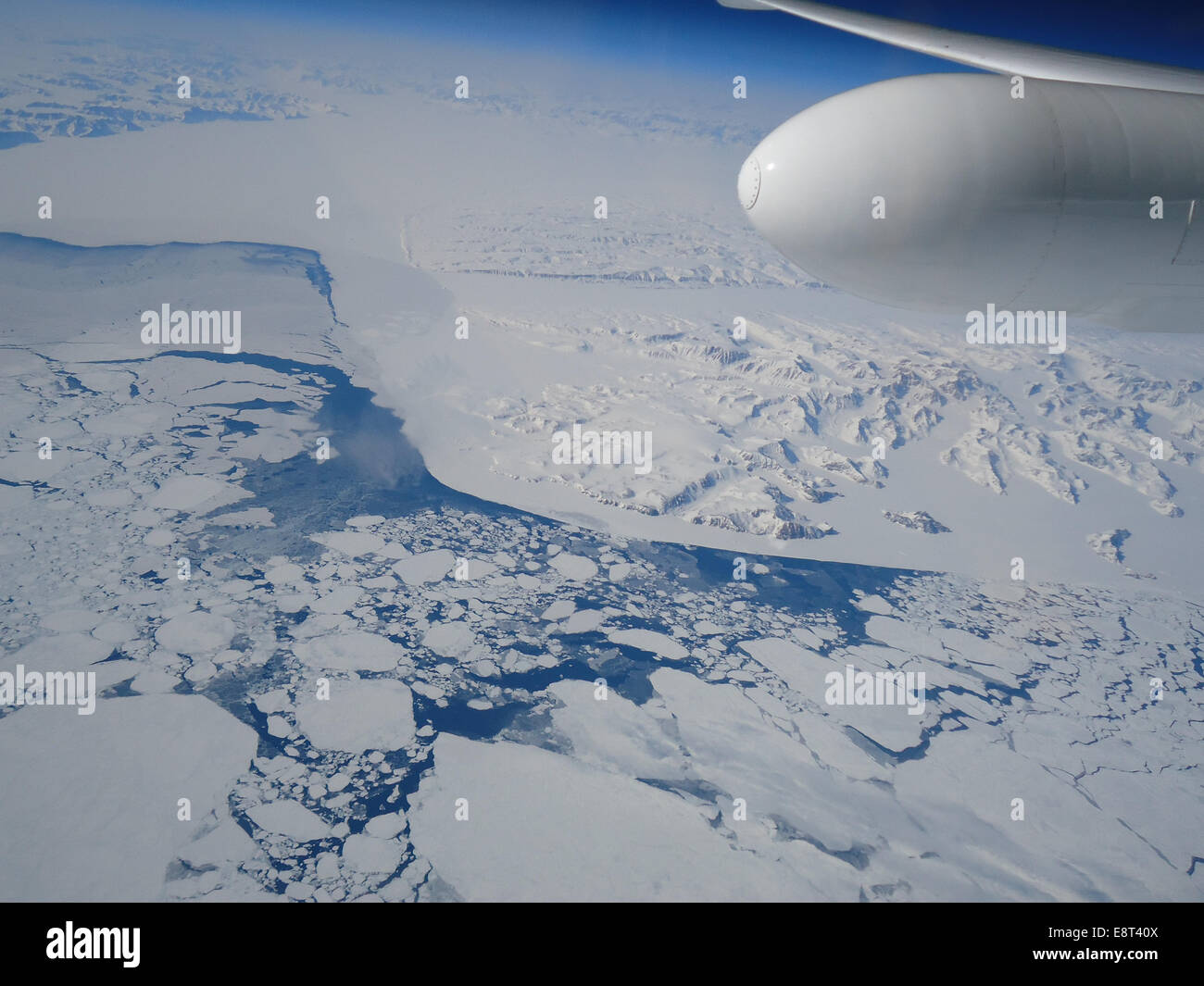 NASA's Multiple Altimeter Beam Experimental Lidar flew over Southwest Greenland's glaciers and sea ice to test a new method of measuring the height of Earth from space. Stock Photo