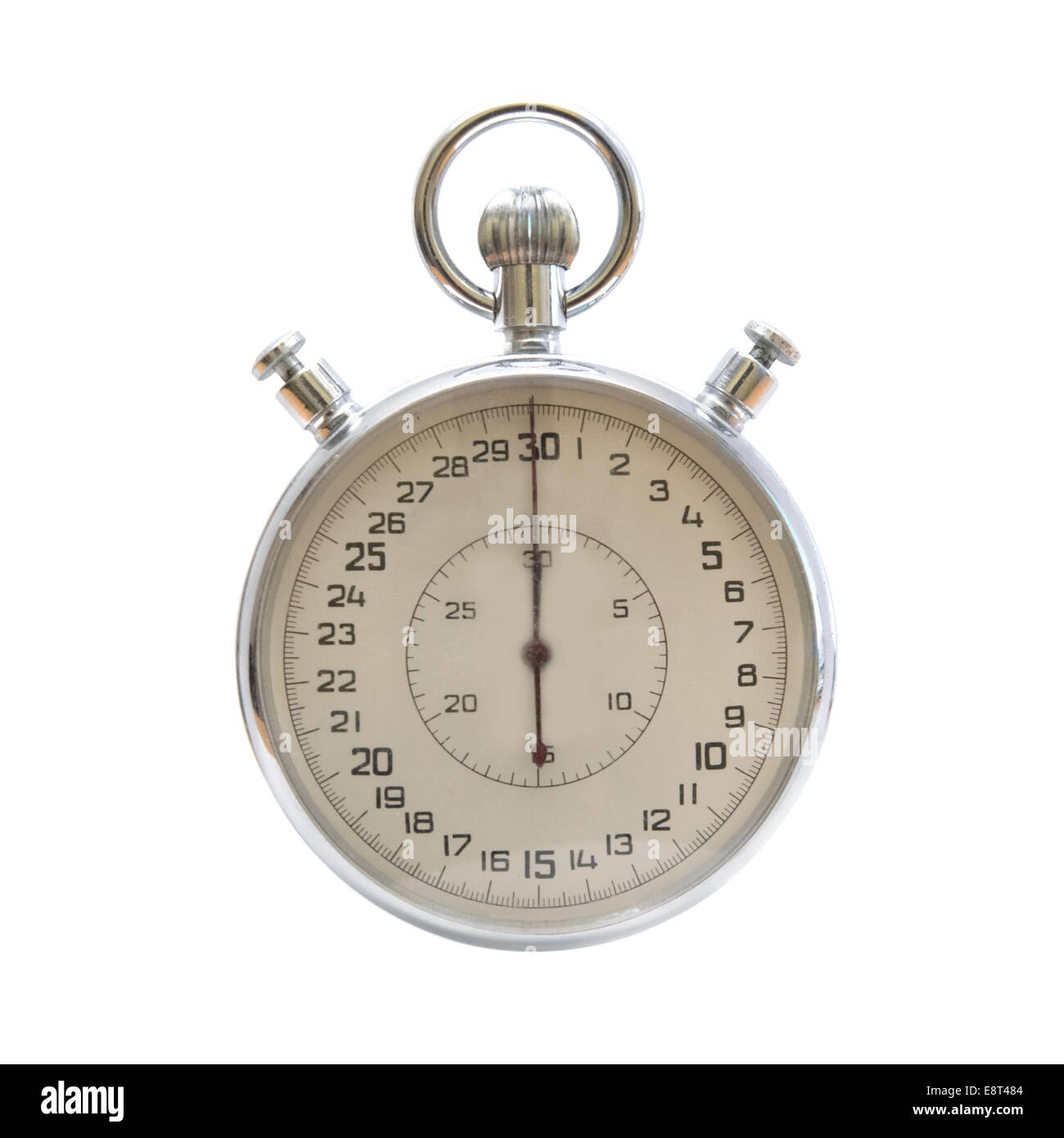 Silver metallic stopwatch isolated on white background Stock Photo - Alamy