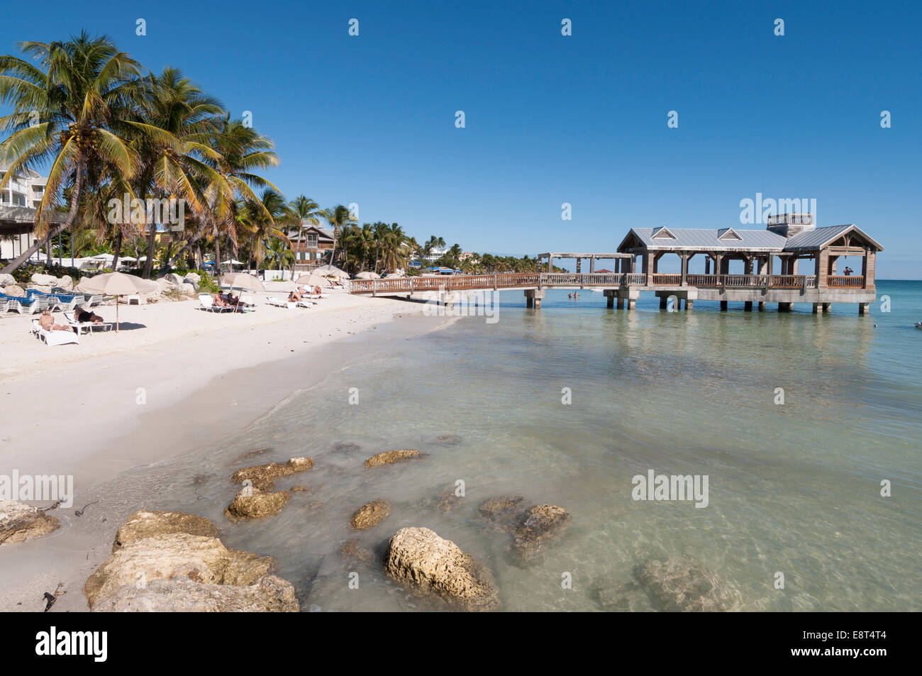 Beautiful white sand beach in Key West, Florida, USA Stock Photo