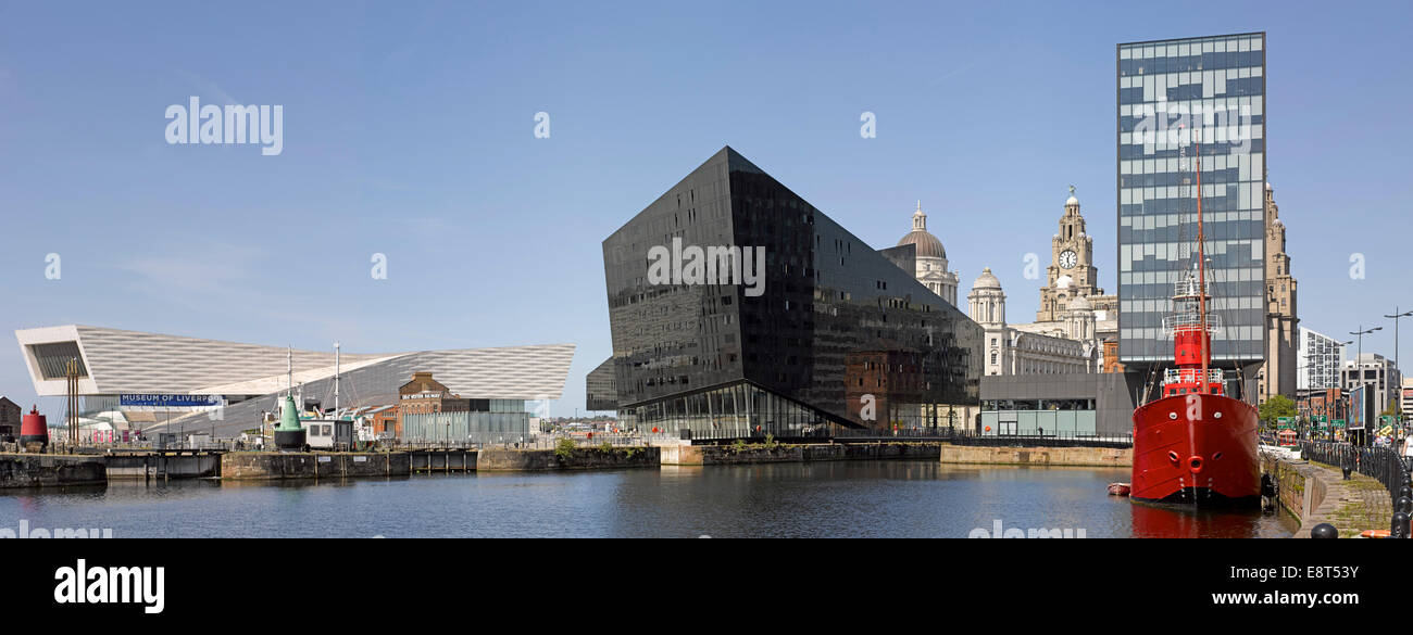 Man Island Development, Liverpool, United Kingdom. Architect: Broadway Malyan Limited, 2014. Panoramic View across Albert Docks Stock Photo