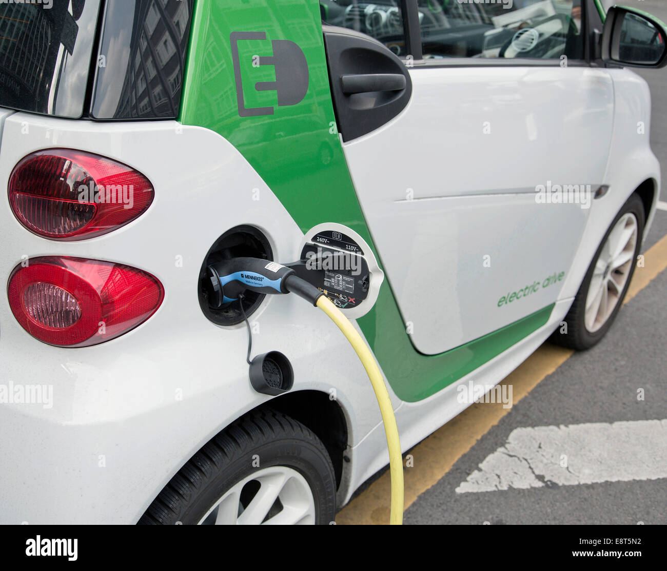 Electric car, charging station, Berlin, Germany Stock Photo