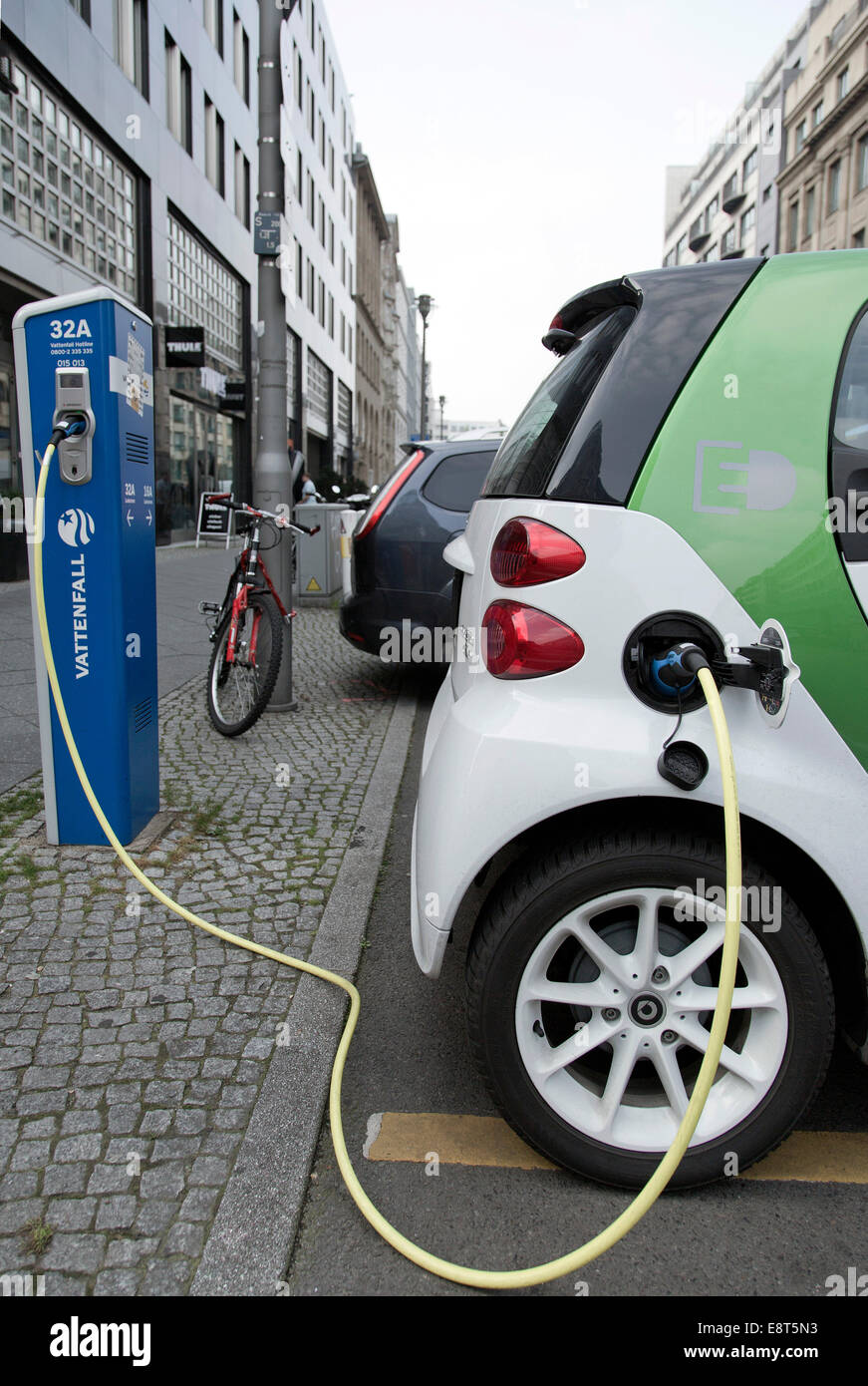 Electric car, charging station, Berlin, Germany Stock Photo