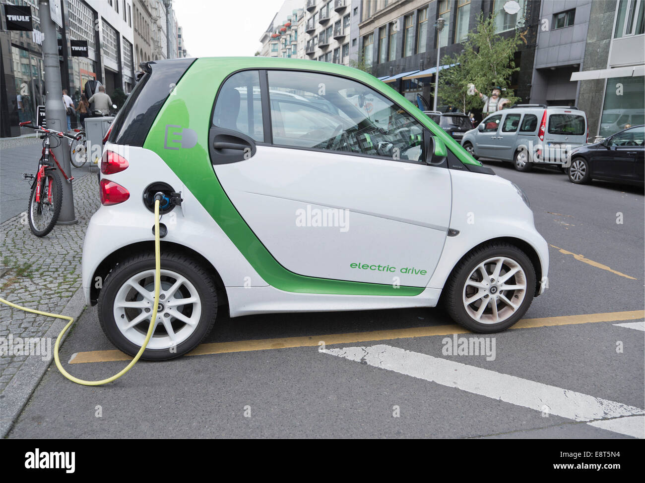 Electric car, charging station, Berlin, Germany Stock Photo