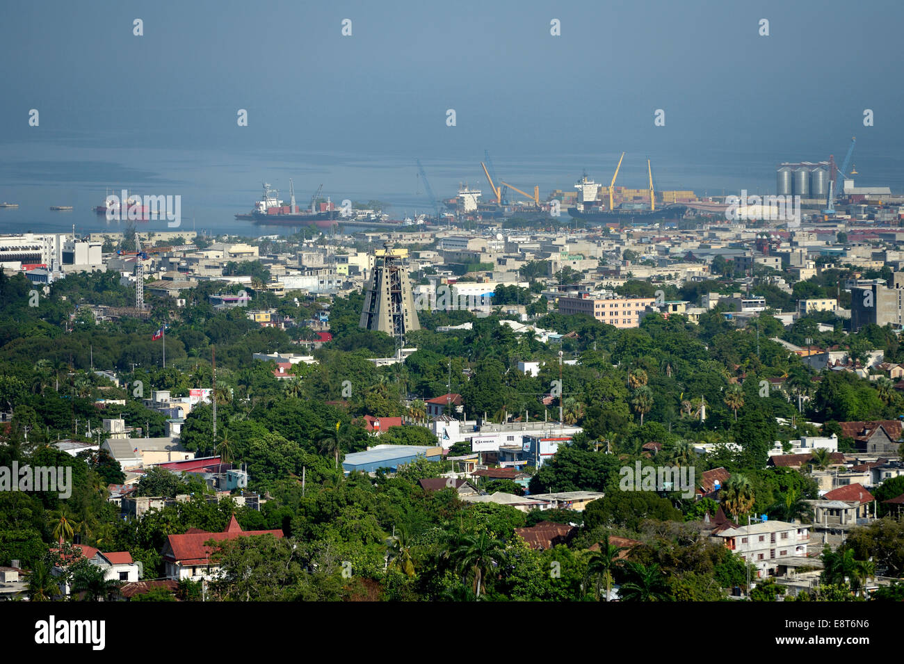 View of the Champs de Mars and the port of Port-au-Prince, Haiti Stock Photo