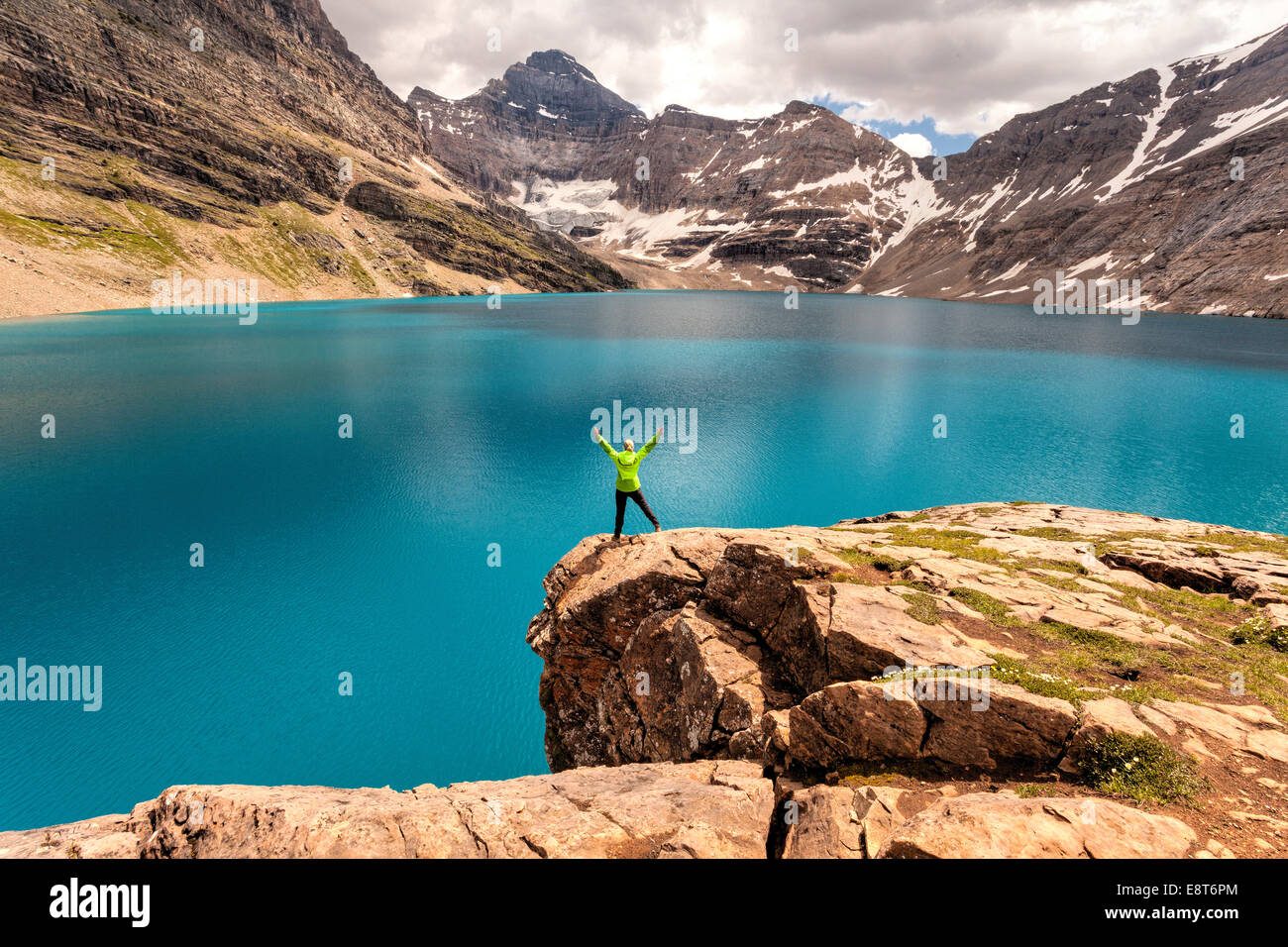 Hiker at Lake McArthur, Yoho National Park, British Columbia, Canada