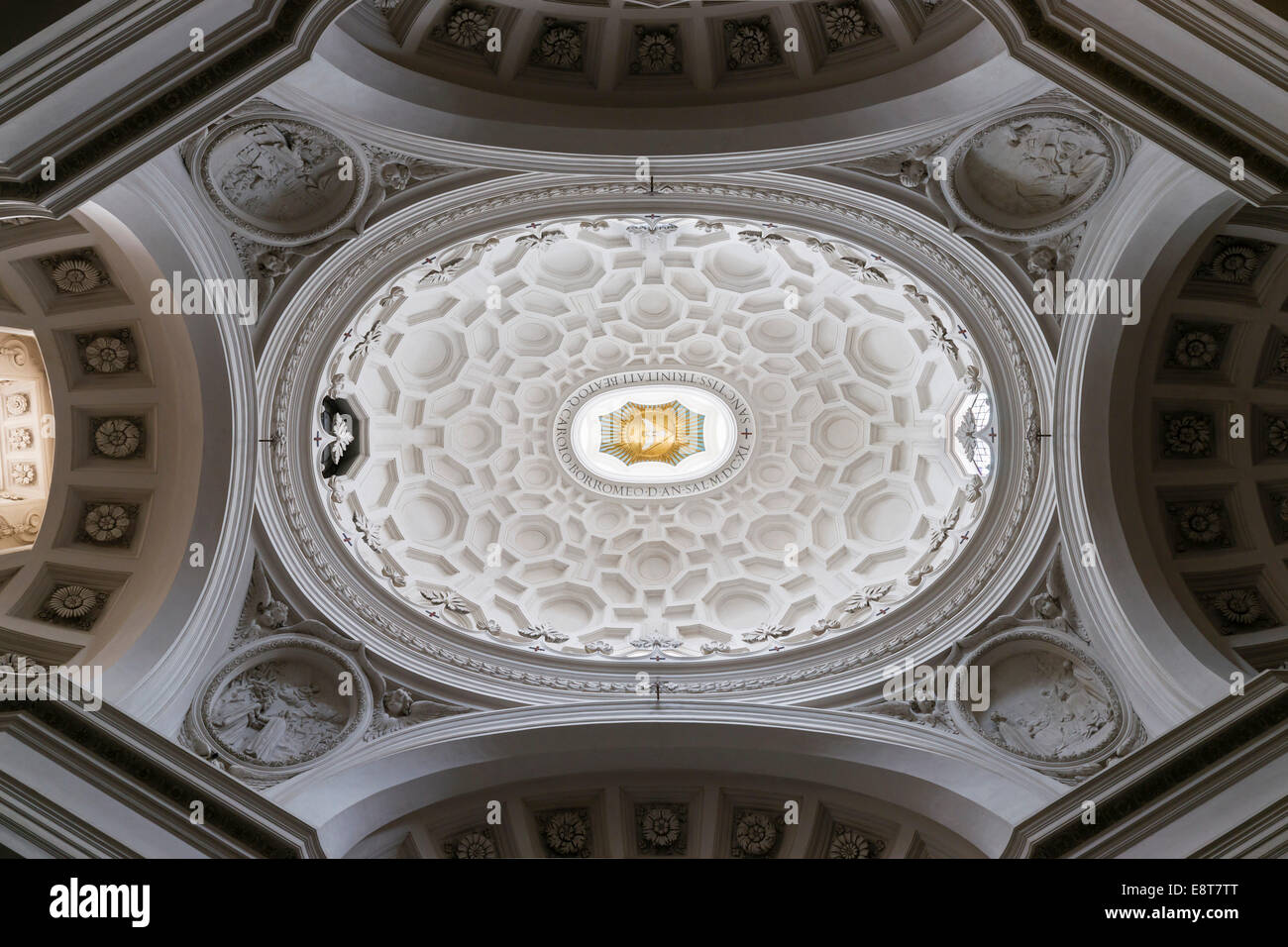 Dome, church of San Carlo alle Quattro Fontane or Church of San Carolino, Rome, Lazio, Italy Stock Photo