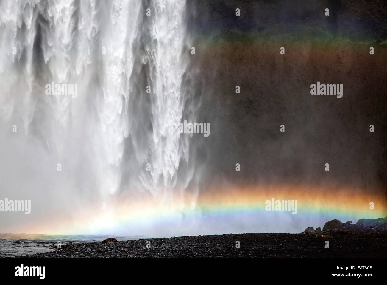 Waterfall with a rainbow, Skogafoss, Iceland Stock Photo