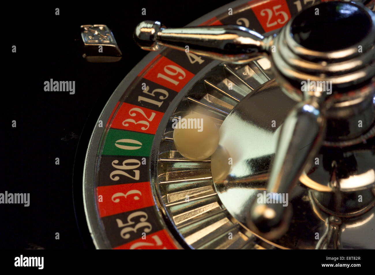 Roulette wheel with rotating ball Stock Photo Alamy