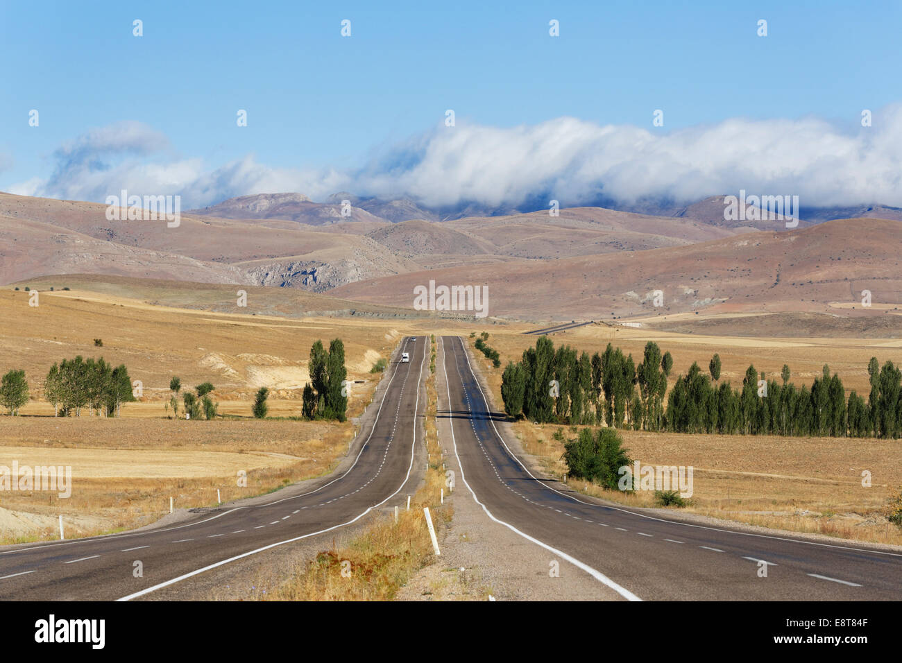 Four-lane highway near Bayburt, clouds over the Pontic Mountains, Bayburt Province, Black Sea Region, Turkey Stock Photo