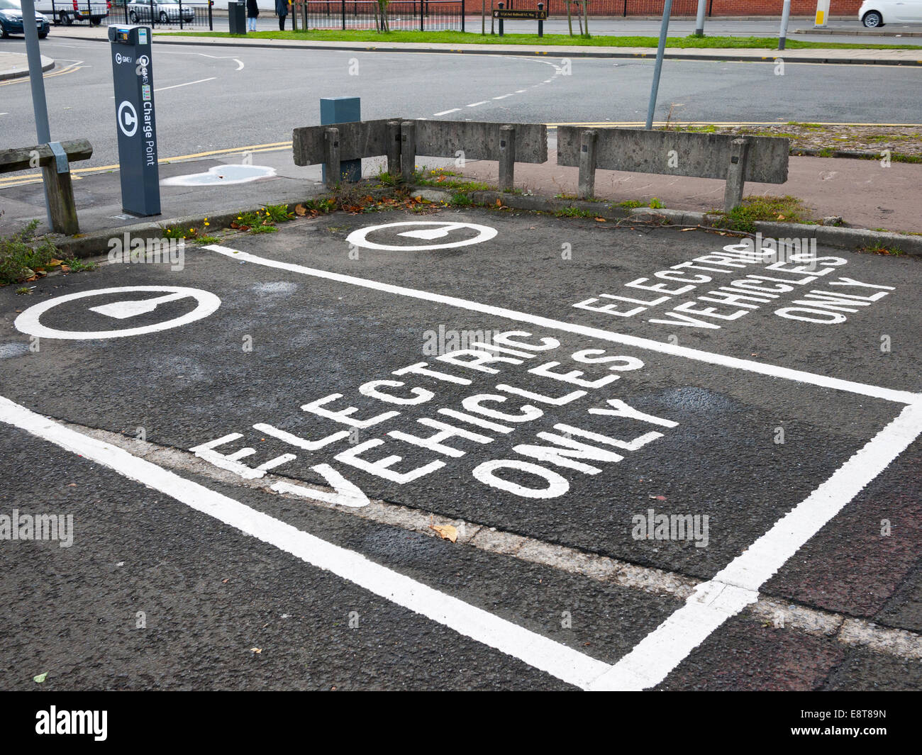 Electric Vehicle charging point, England, UK. Stock Photo