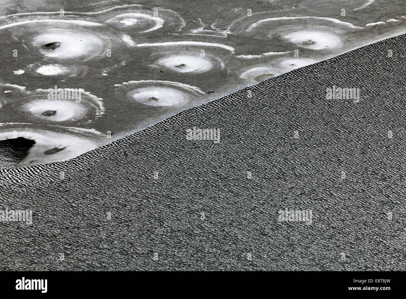 Ice surface with annular structures, Switzerland Stock Photo