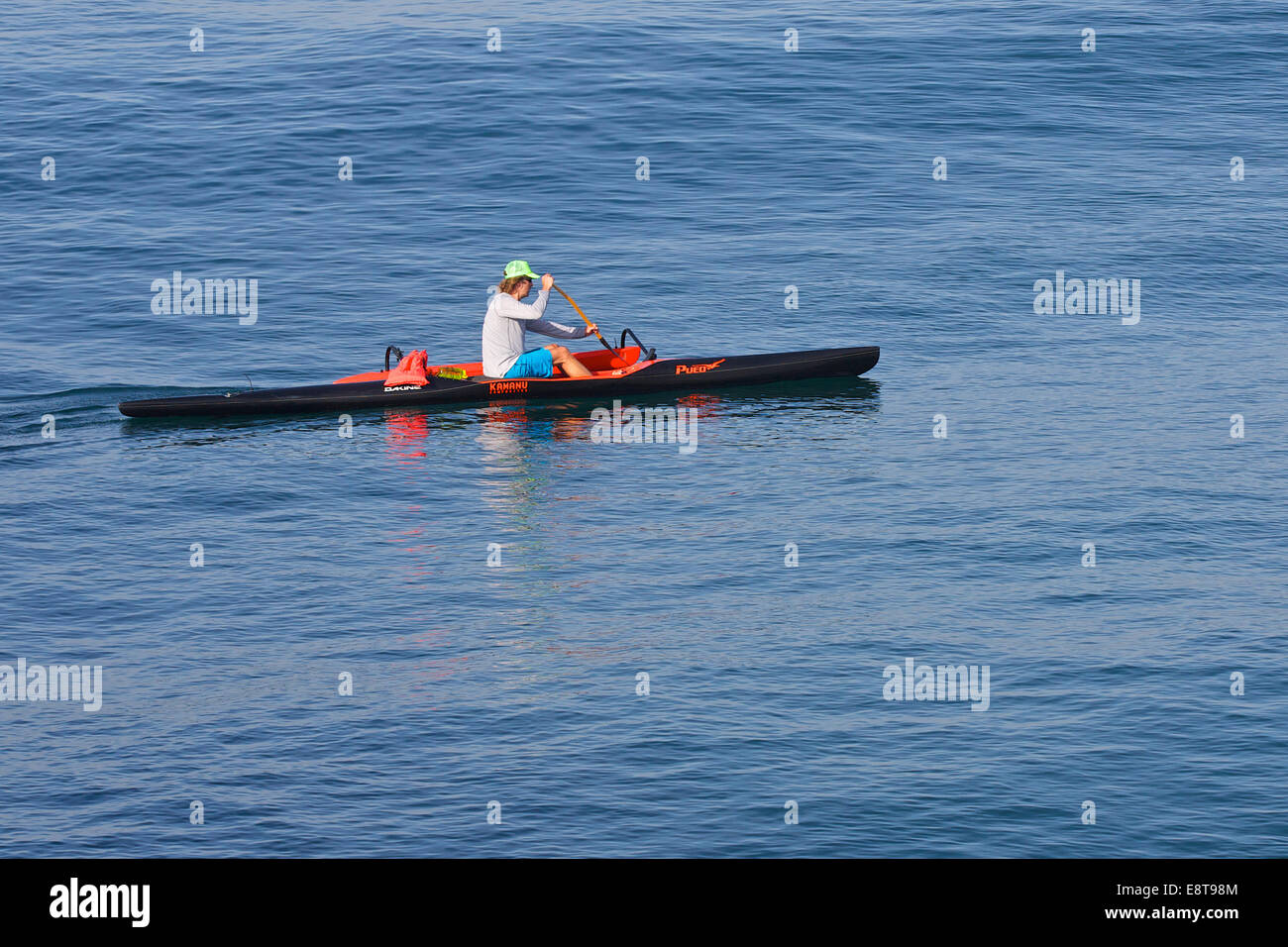 Paddling In The Morning. Hermosa Beach, California. Stock Photo