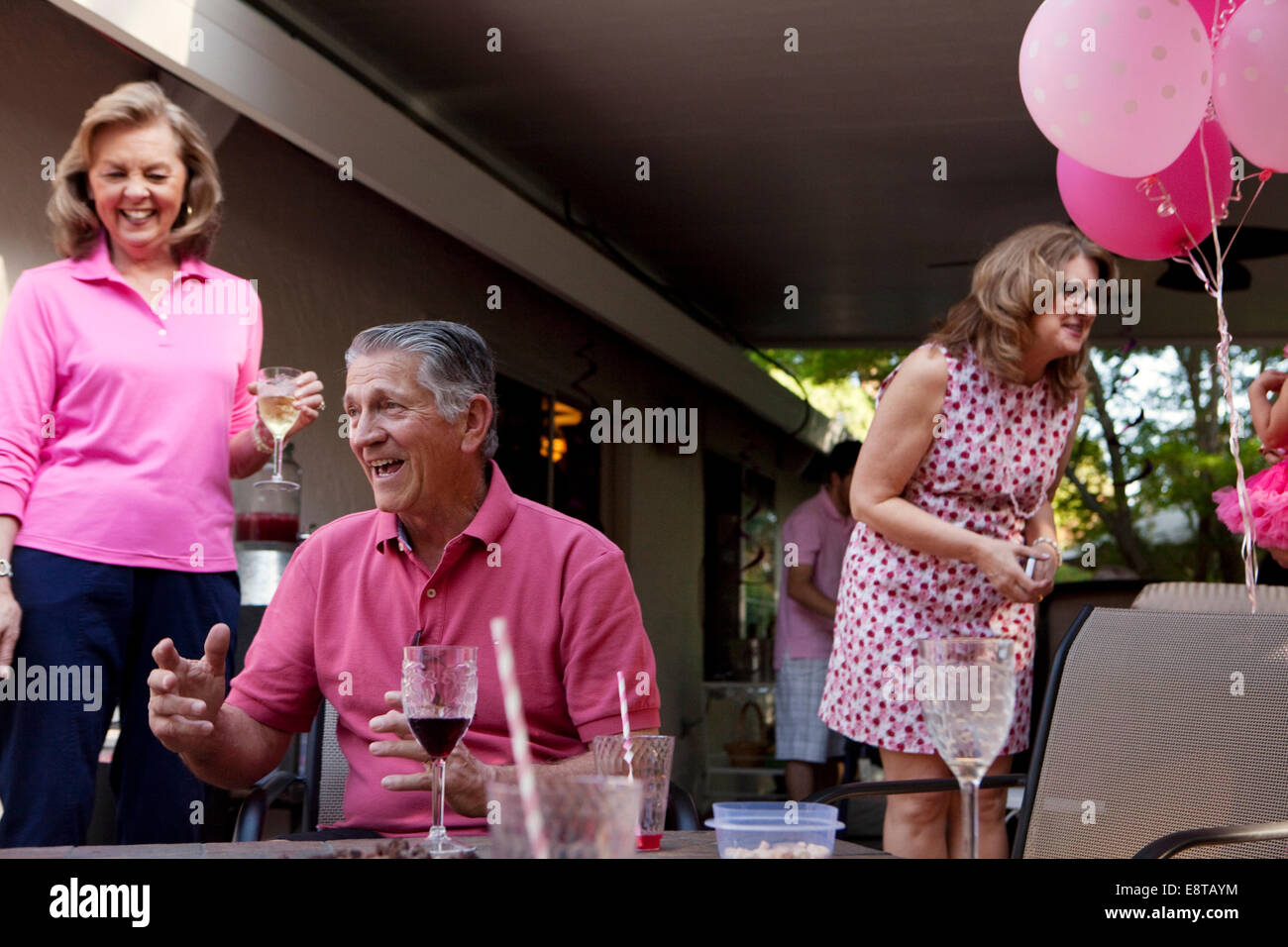 Caucasian family celebrating at party Stock Photo