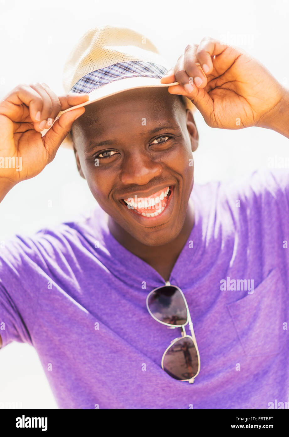 Mixed race man smiling outdoors Stock Photo Alamy