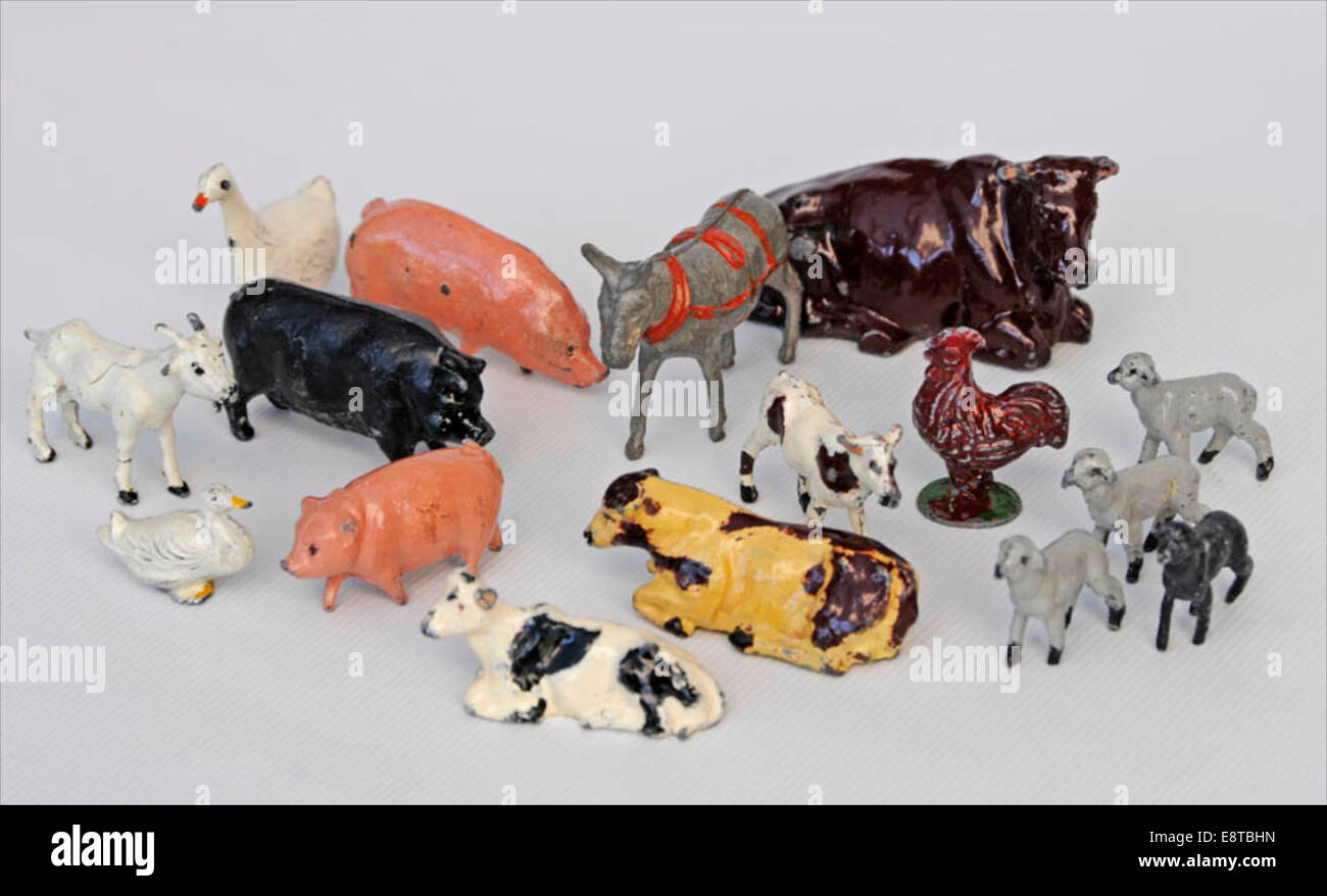 vintage child's toy metal lead animals Stock Photo