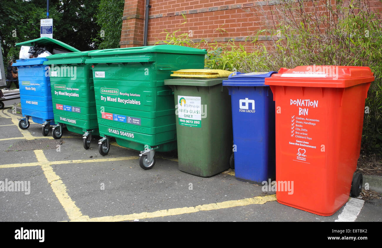 Recycling bins at a university campus Stock Photo Alamy