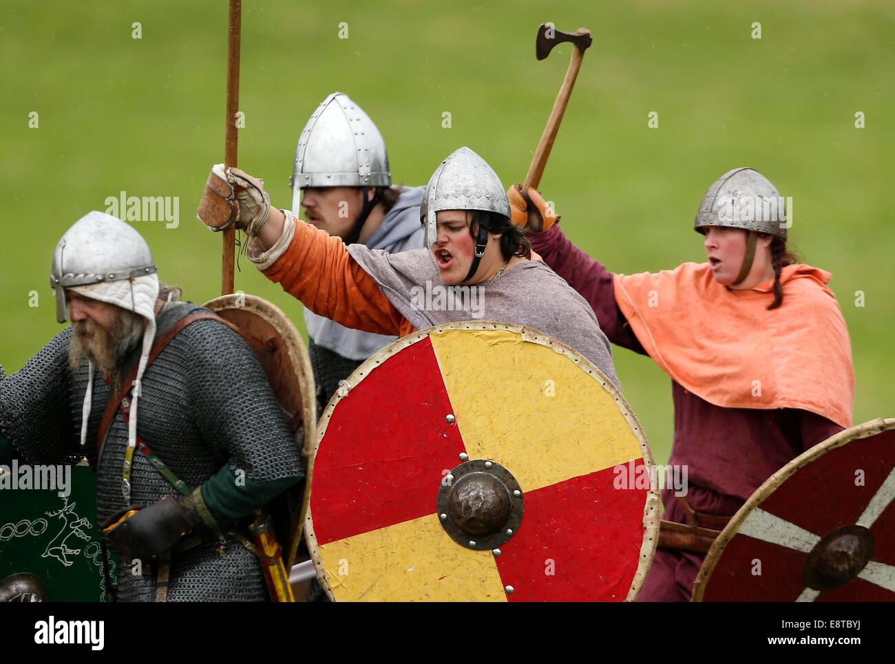 The Battle of Hastings re-enacted at Battle Abbey. Stock Photo