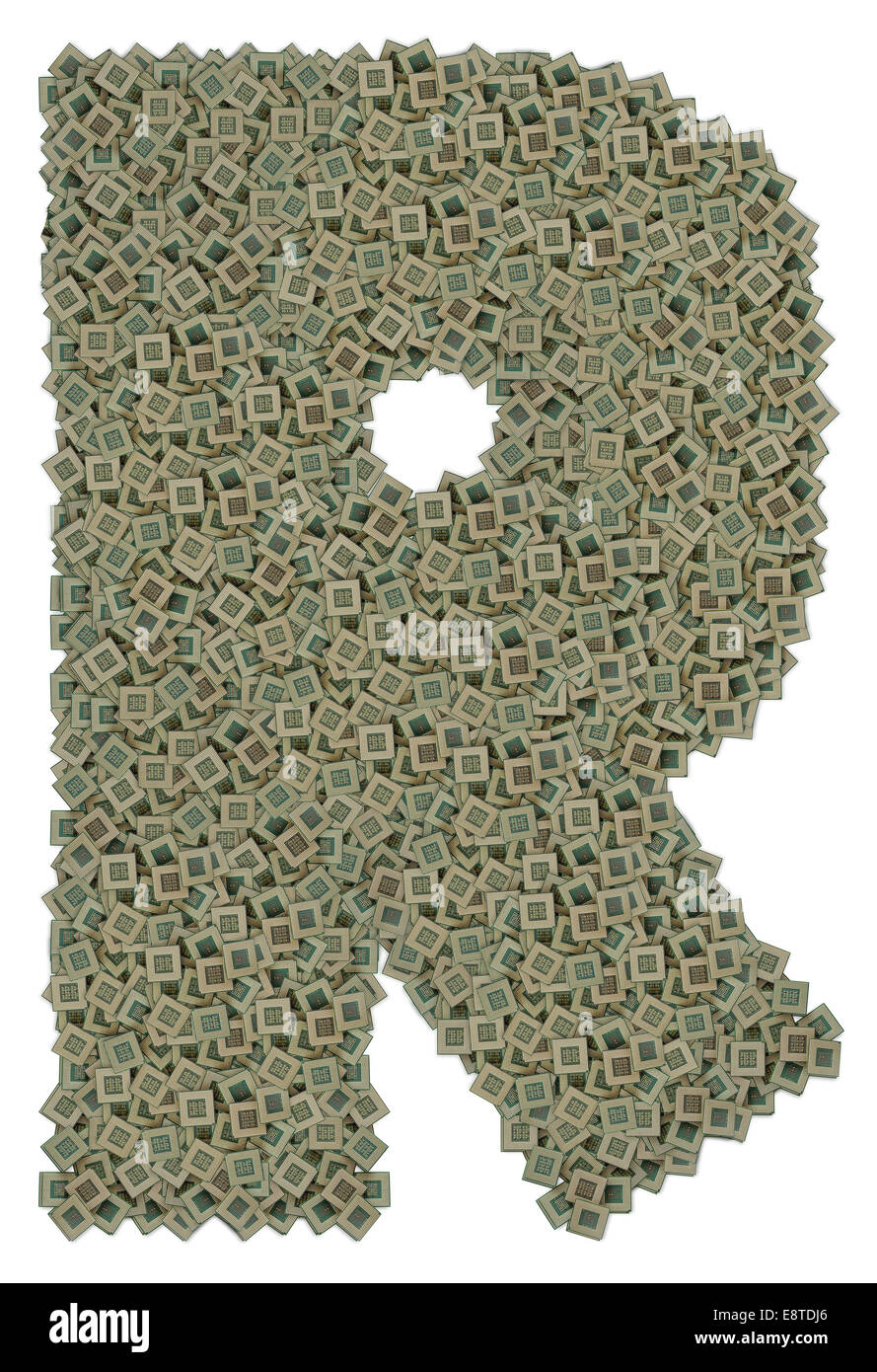 Letter R Made From A Computer letter R made of old and dirty microprocessors Stock Photo - Alamy