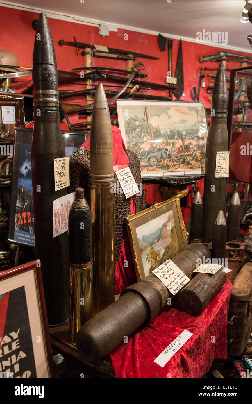 Interior of The Lanes Armory shop in Brighton selling militaria historical ephemera & interesting items from around the world Stock Photo