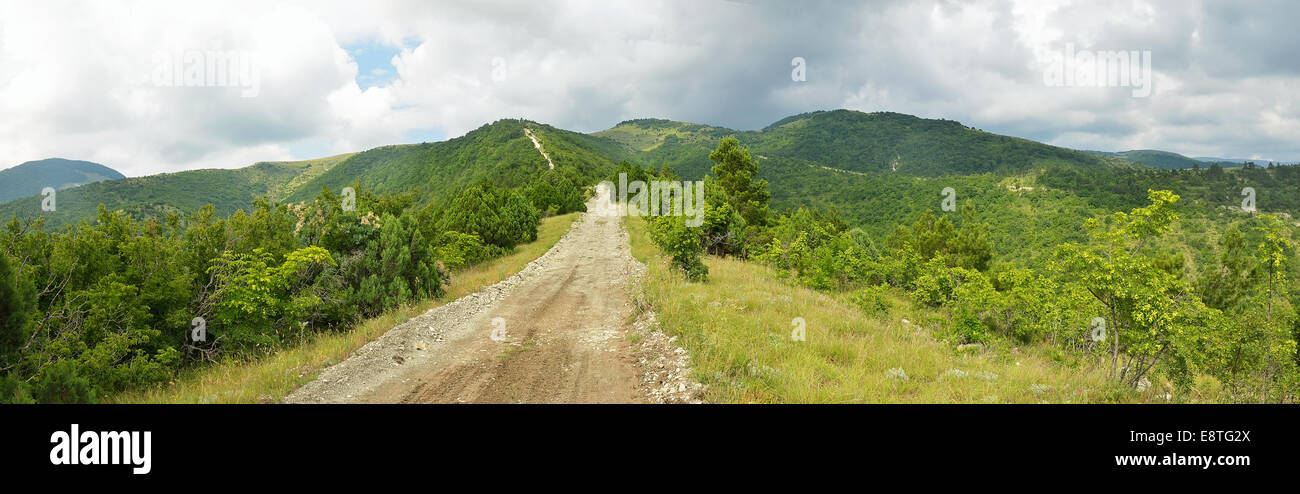 Road in Caucasus mountains, Kabardinka, Krasnodar Krai, Russia, panorama view Stock Photo
