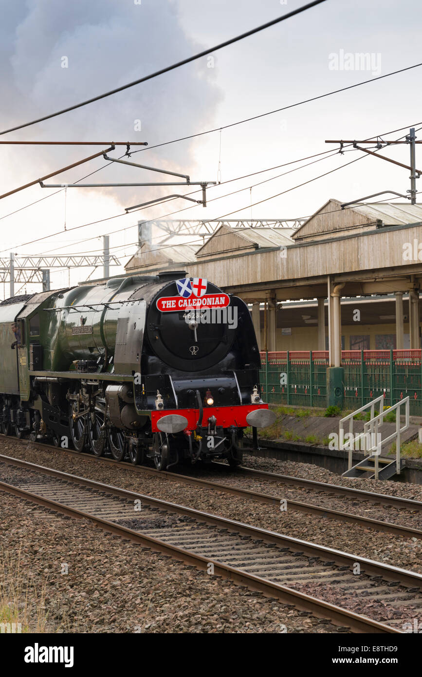 LMS Princess Coronation Class 6233 Duchess of Sutherland, Carnforth Railway Station, Carnforth, Lancashire, England, UK. Stock Photo