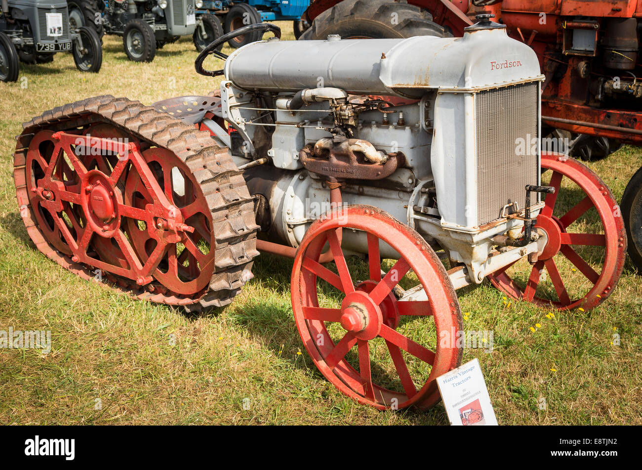 American Fordson tractor modified to have tracked rear wheels Stock Photo