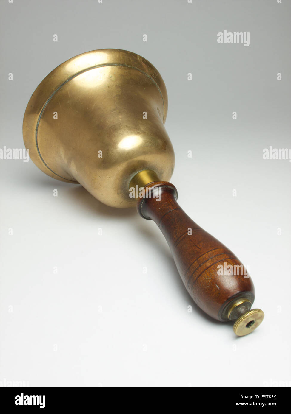 VINTAGE SMALL BELL WITH WOODEN HANDLE AND BRASS BOTTOM