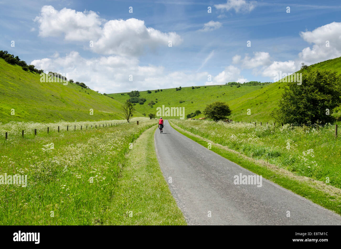 Cycling the Yorkshire wolds cycle route Stock Photo