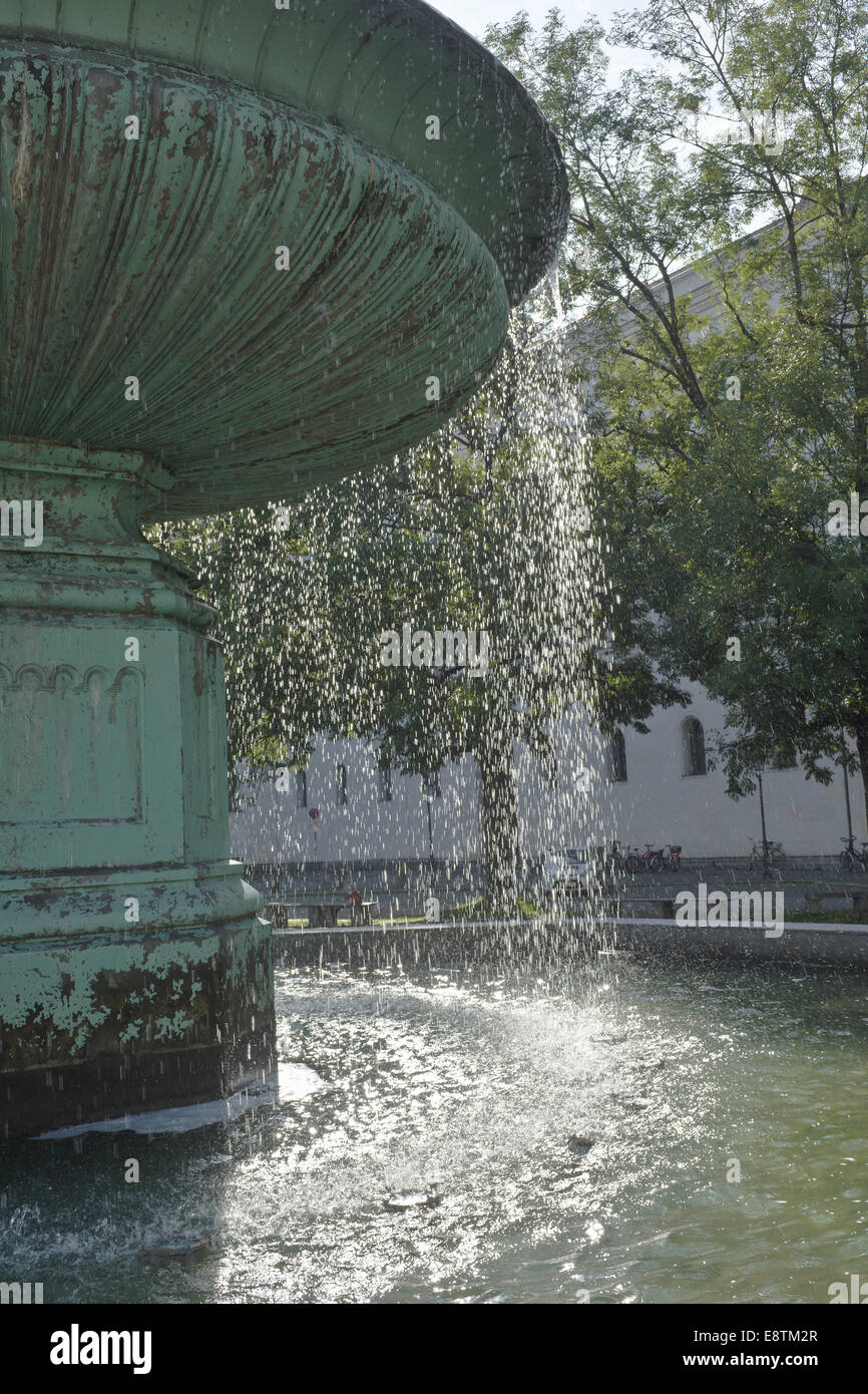 Famous Water Fountain at the University in Munich Germany Stock Photo