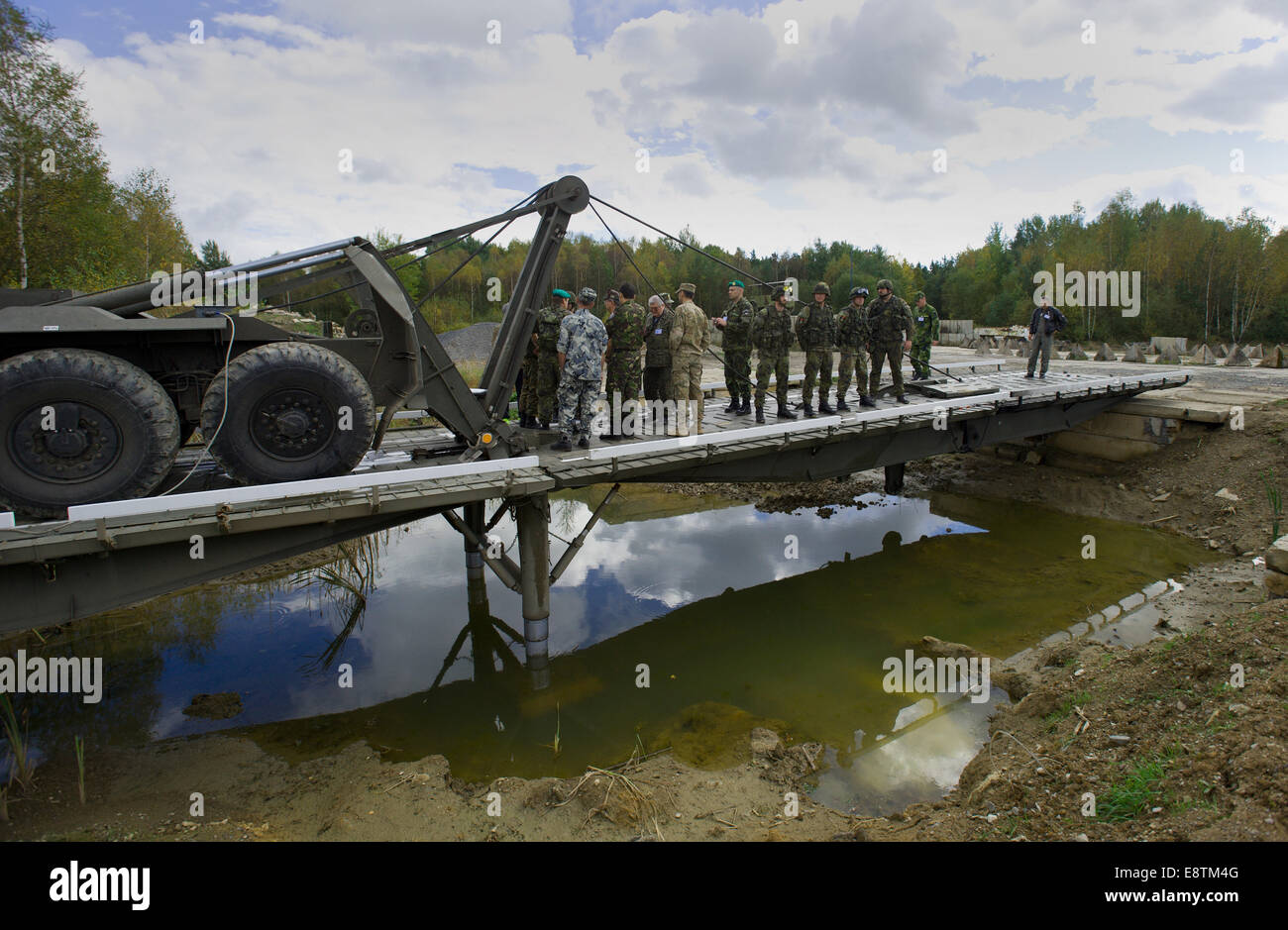 Observers from the Organization for Security and Cooperation in Europe (OSCE) inspect the Czech army 15th sapper brigade in Bechyne, south Bohemia, Czech republic, on Tuesday, October 14, 2014. (CTK Photo/Vaclav Pancer) Stock Photo