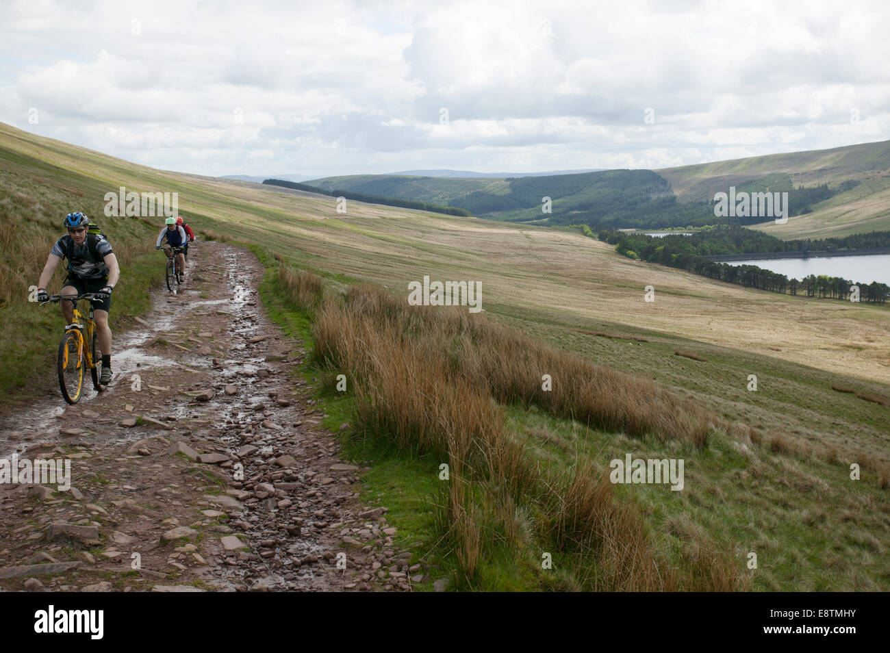 mountain biking on the brecon beacons wales Stock Photo