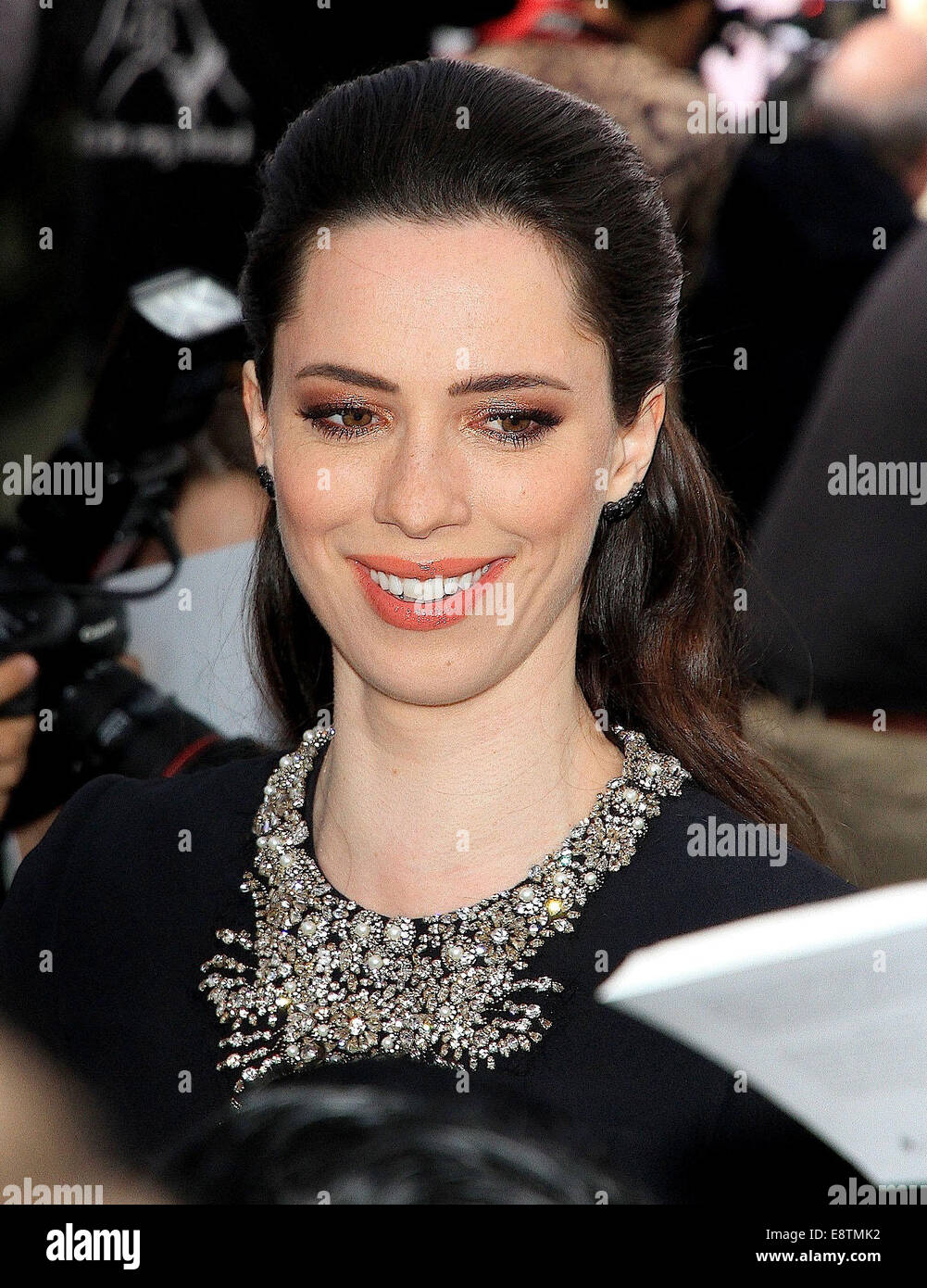 Premiere of 'Transcendence' held at the Regency Bruin Theatre - Outside Arrivals  Featuring: Rebecca Hall Where: Los Angeles, California, United States When: 10 Apr 2014 Stock Photo