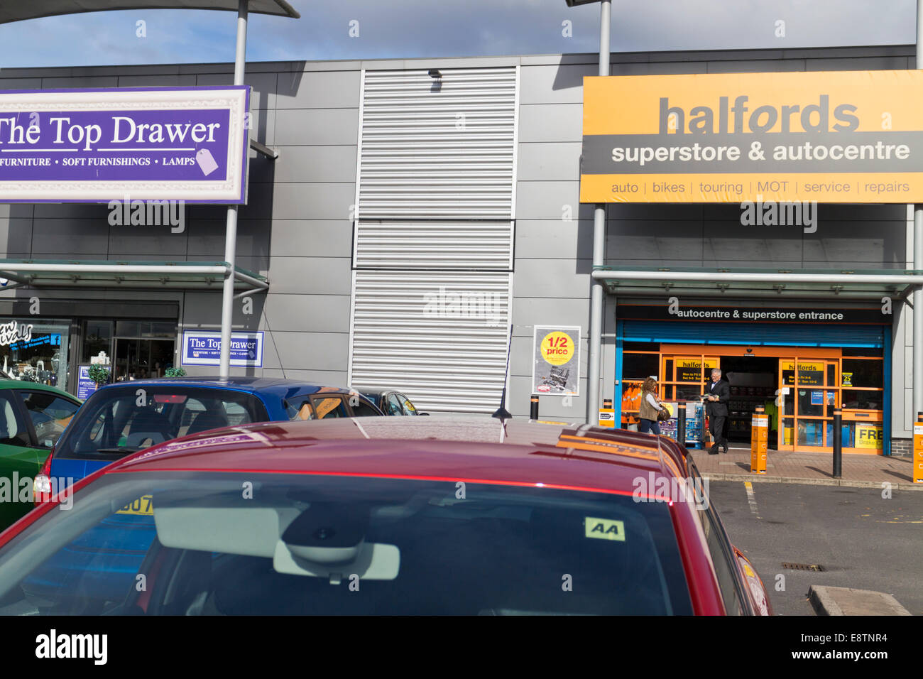 cars in a retail park Stock Photo