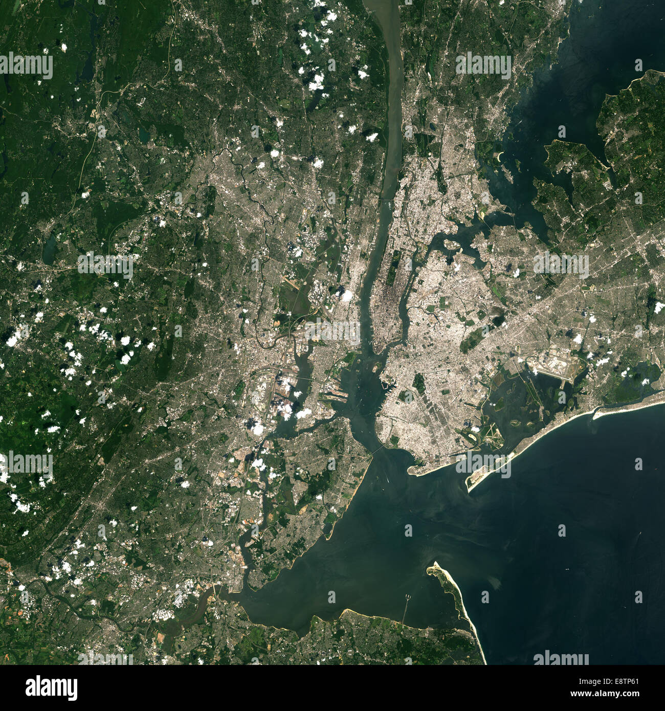 Landsat 7 image of East Rutherford, NJ acquired August 20, 2013.  Landsat 7 is a U.S. satellite used to acquire remotely sensed Stock Photo