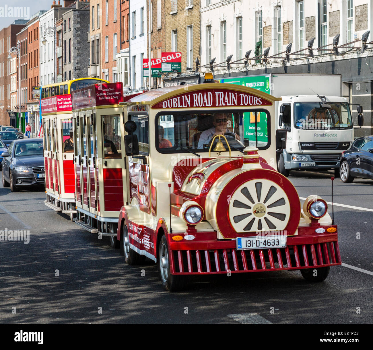 Dublin Road Train Tours on Ormond Quay, Dublin City, Republic of Ireland Stock Photo