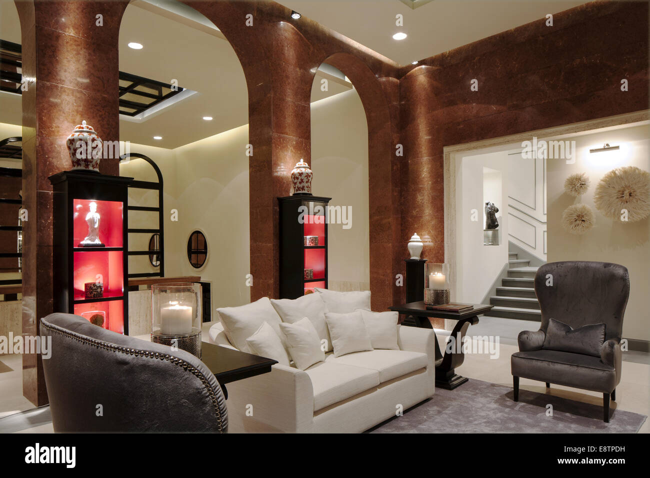 View of Luxury living room and entrance in a private house Stock Photo - Alamy