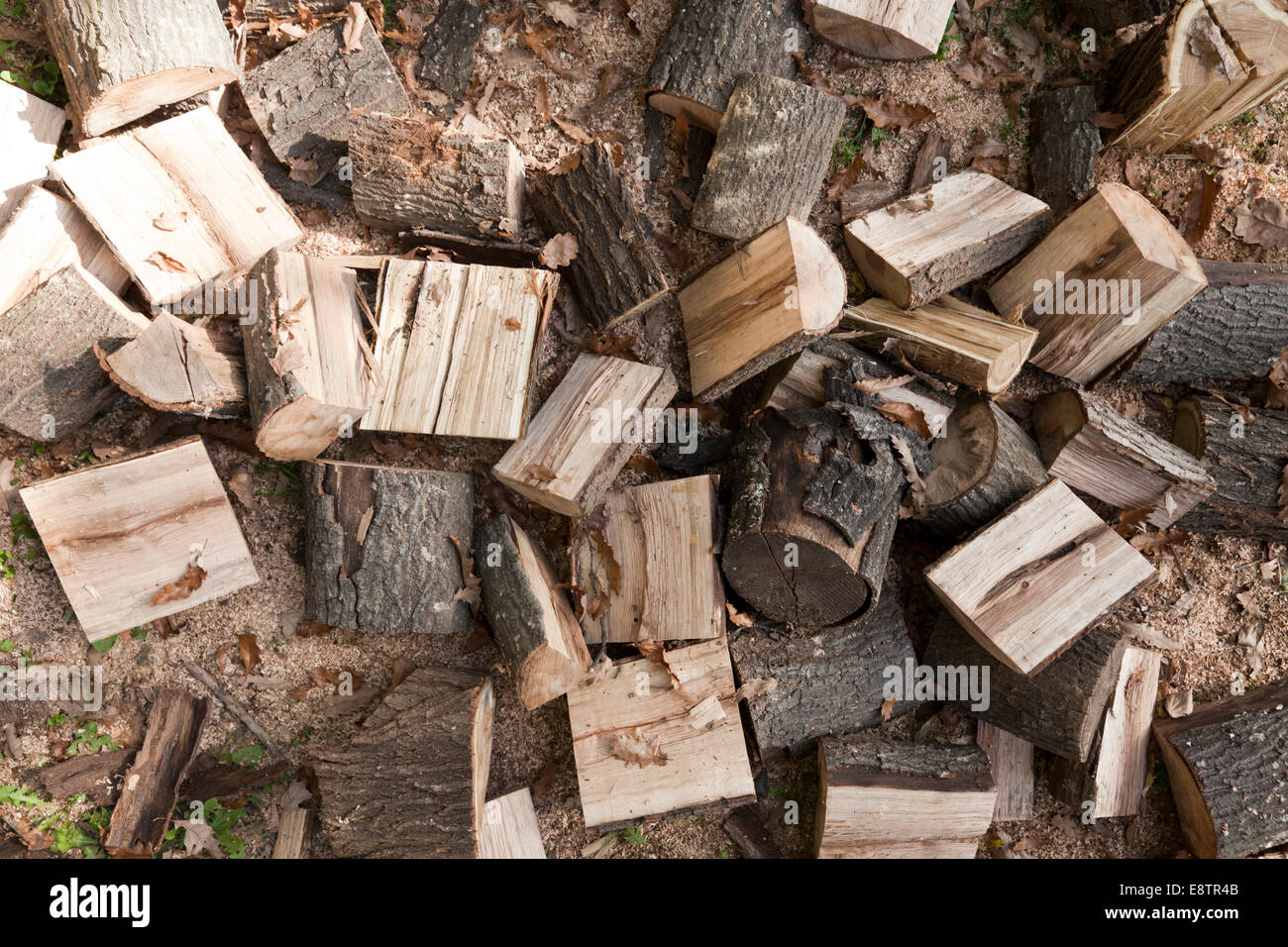 firewood in a pile close up Stock Photo